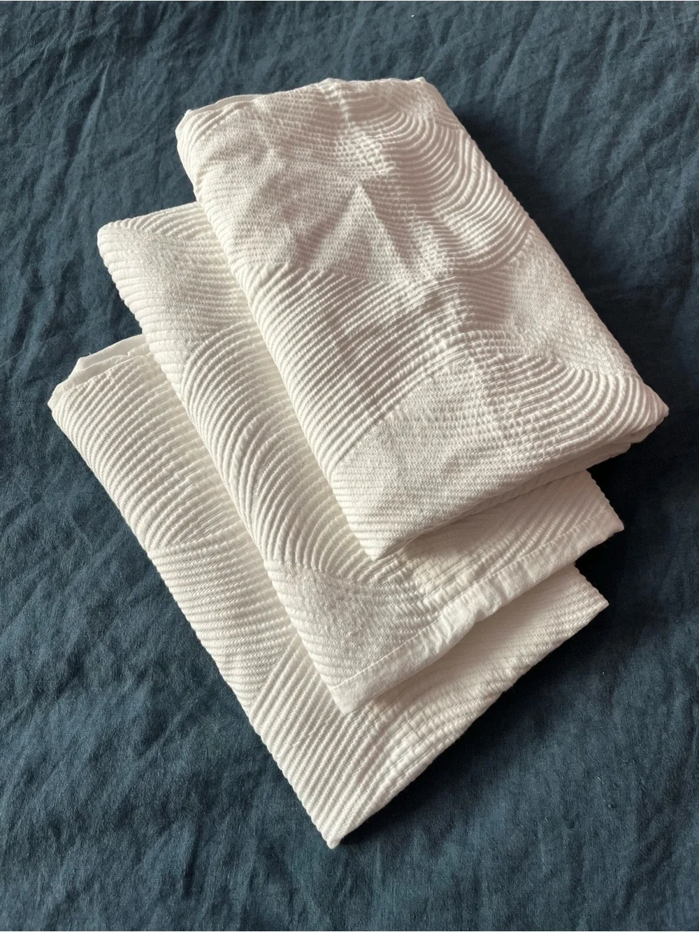 SET OF 3 WEst Elm white Cotton Euro Pillow 0781 Shams textured 25x25